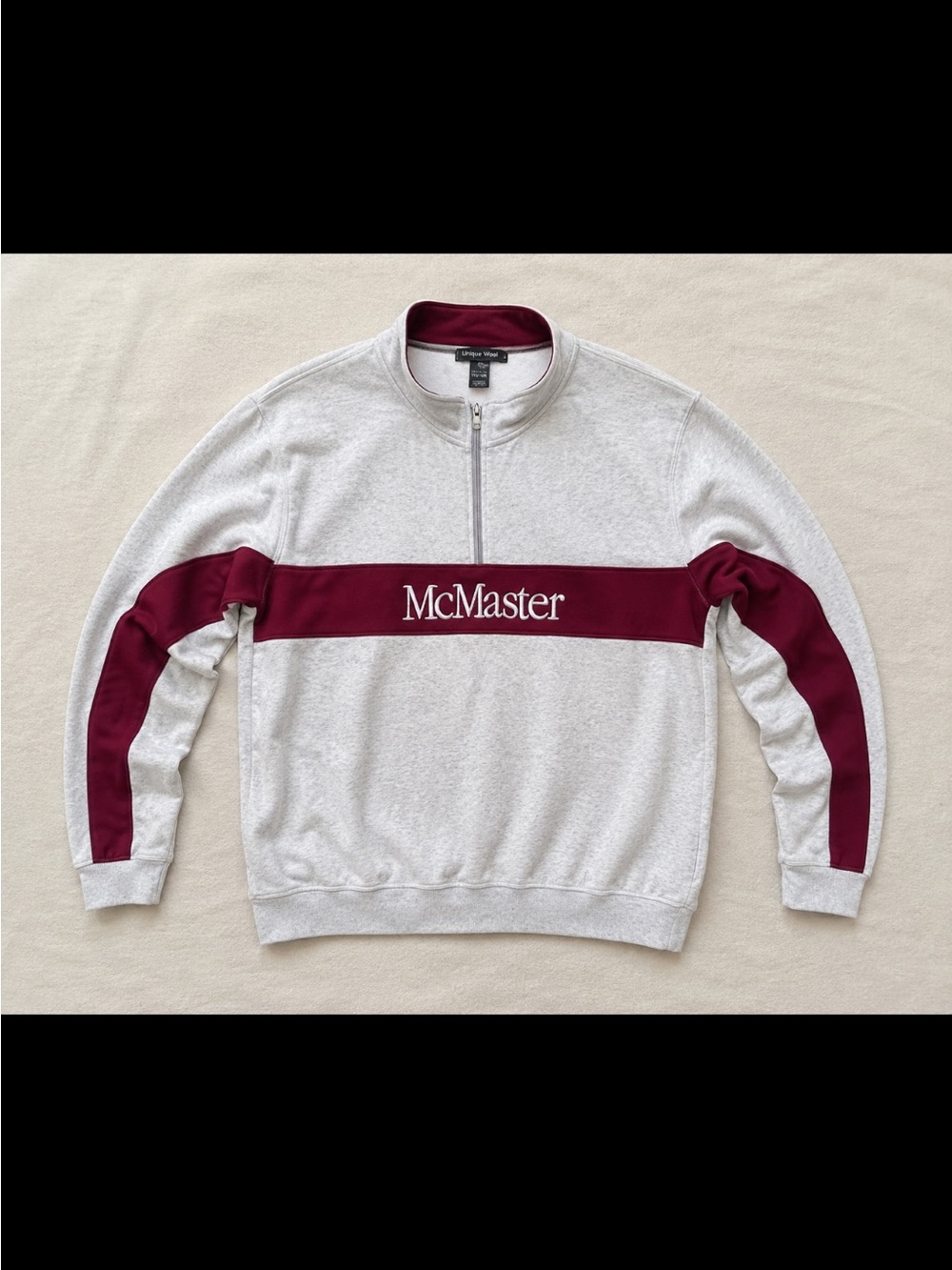 McMaster 1/4 Zip Sweatshirt XXL Gray Maroon Embroidered Pullover College